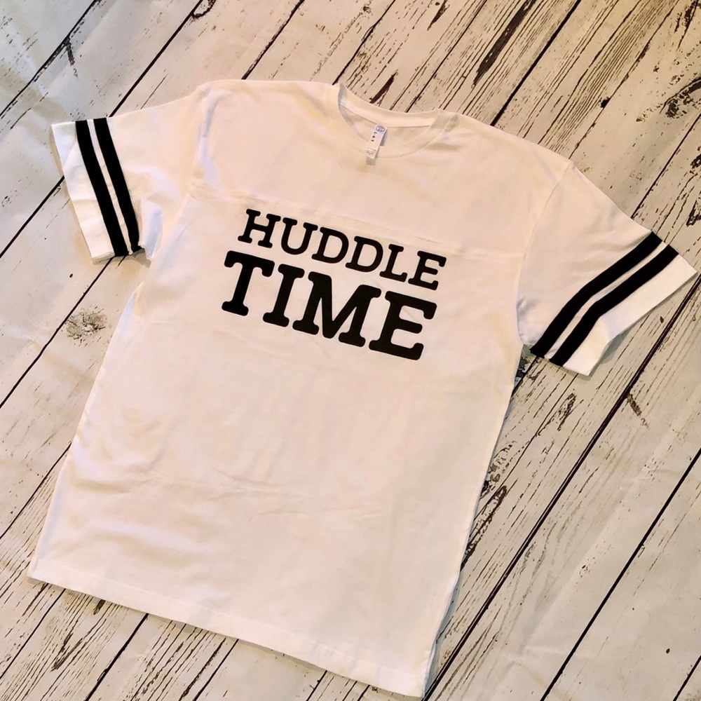 “Huddle Time" White Football Graphic Tee!! BNWOT!! - Picture 2 of 6